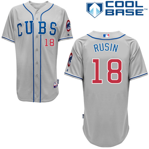 Chris Rusin #18 MLB Jersey-Chicago Cubs Men's Authentic 2014 Road Gray Cool Base Baseball Jersey